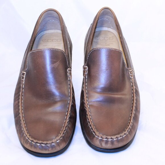 ECCO Size 43 (US 9-9.5) Brown Leather Classic Comfort Slip On Moc Toe Loafers main image 6